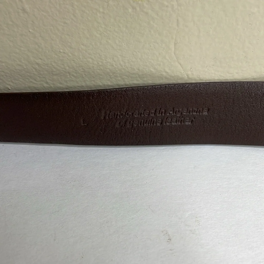 LEATHER BELT Men’s Brown Silver Hardware Handcrafted Corporate Wear Essential Lg